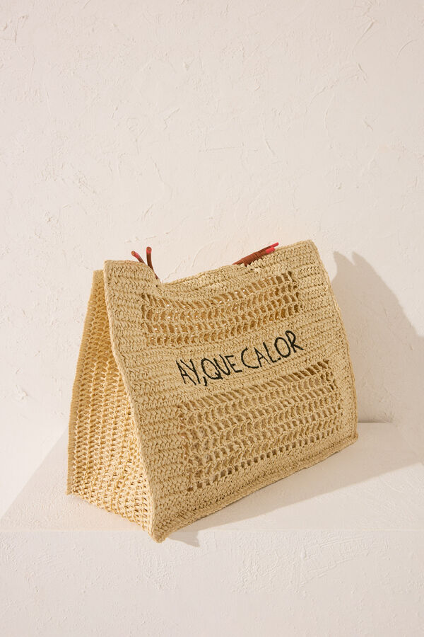 Womensecret Bolsa grande de rafia , bolsa café