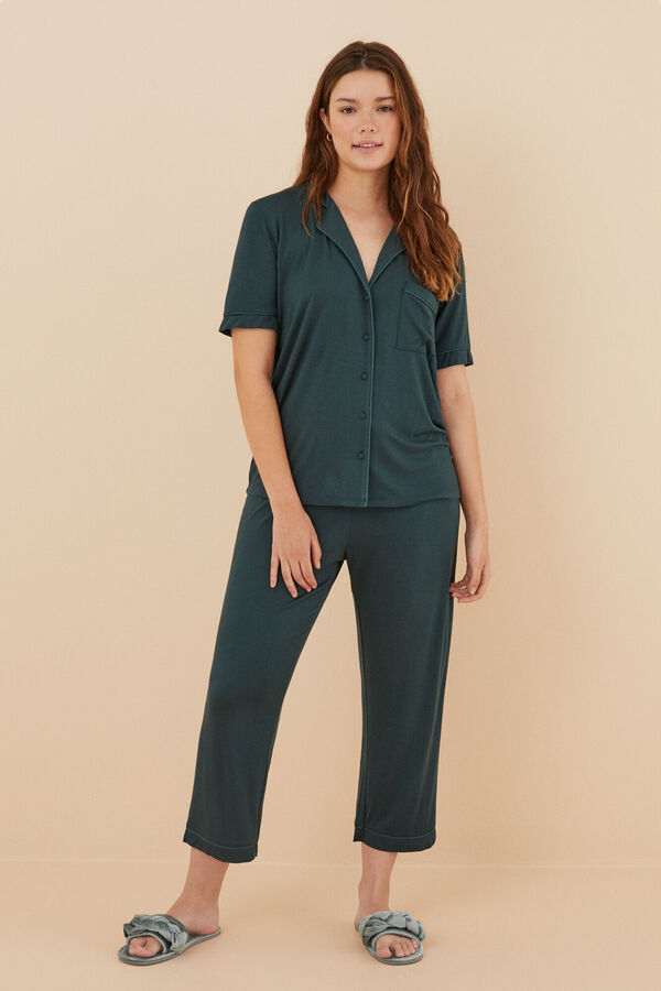 Womensecret Pijama camisera verde viscosa supersoft verde
