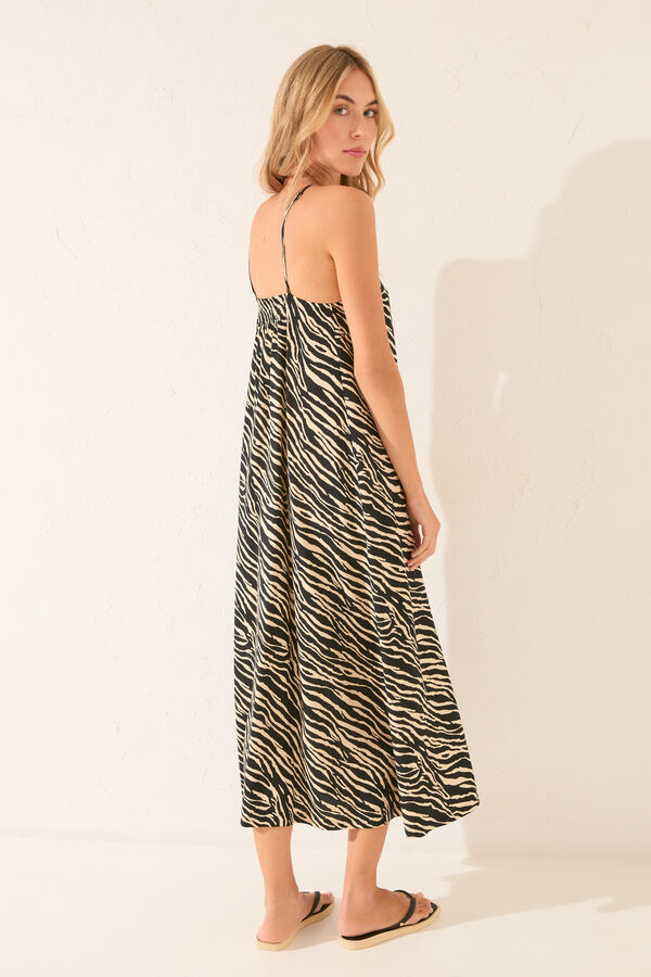 Womensecret Vestido largo con estampado animal negro