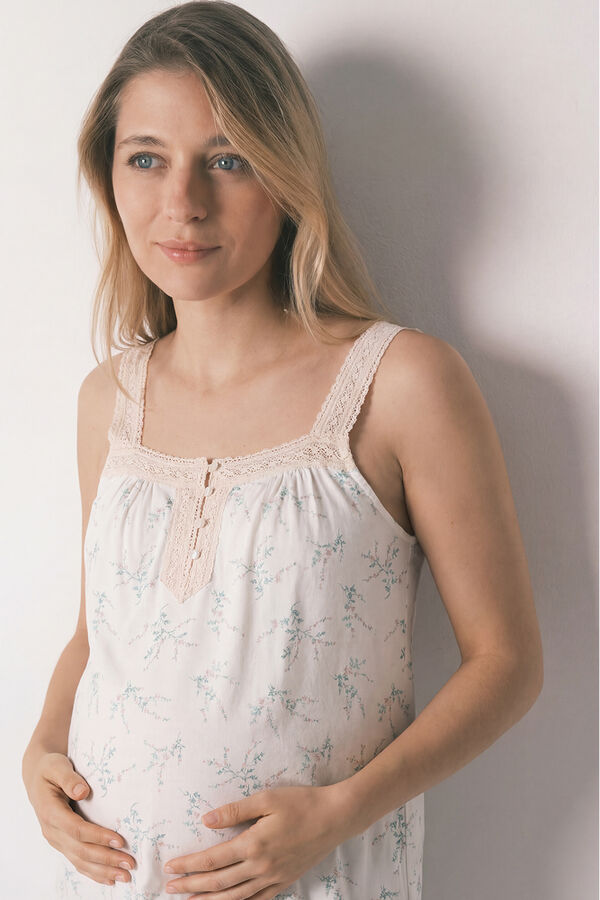 Women'secret Camis&oacute;n corto maternity de algod&oacute;n estampado de flores marfil
