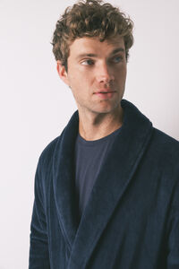 Women'secret Bata midi de forro polar azul para hombre 