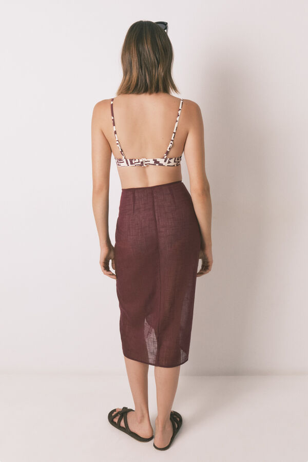 Womensecret Falda pareo color granate 100 % pareo púrpura
