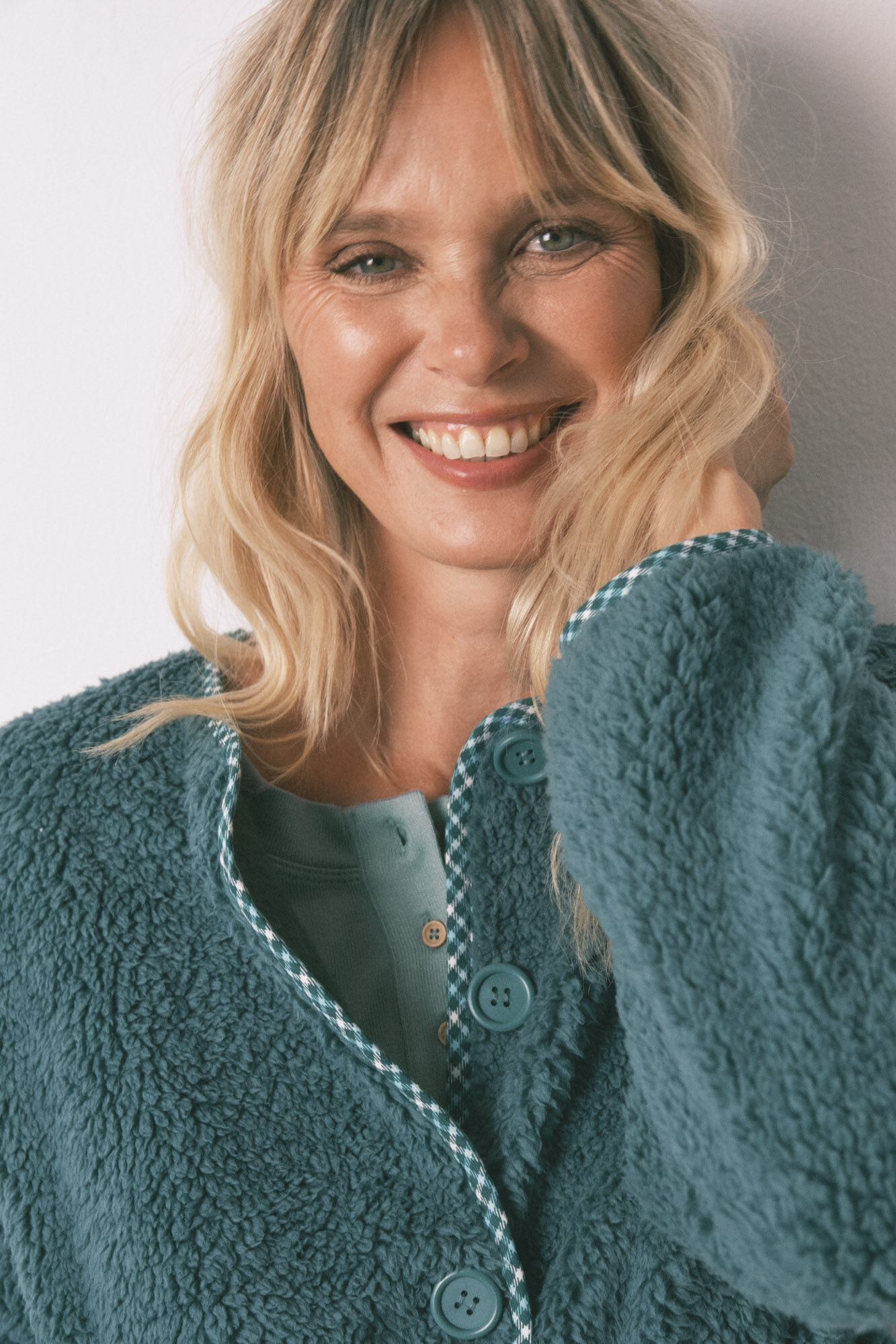 Women'secret Tejido de borrego de bata verde