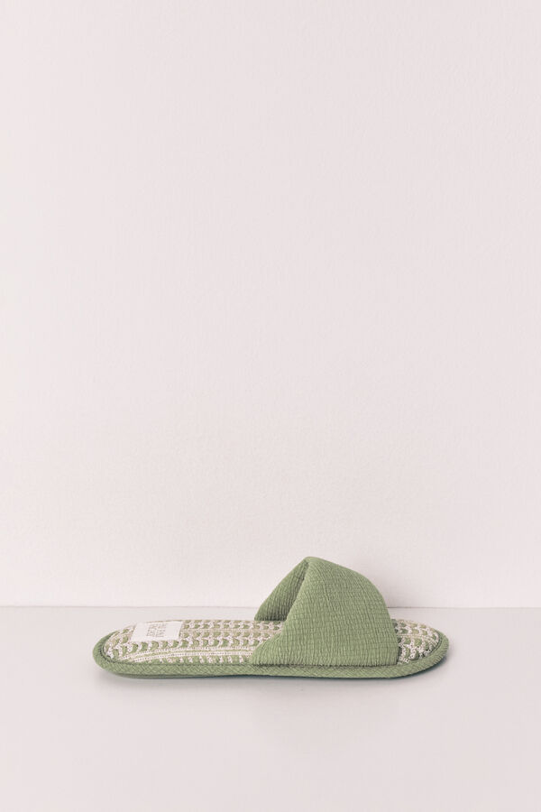 Women'secret Zapatillas de casa verde palmeras kaki