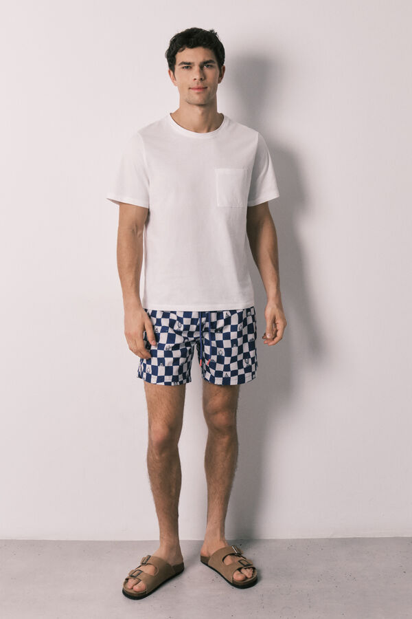 Women'secret Traje de ba&ntilde;o para hombre estampado a cuadros y Looney Tunes azul