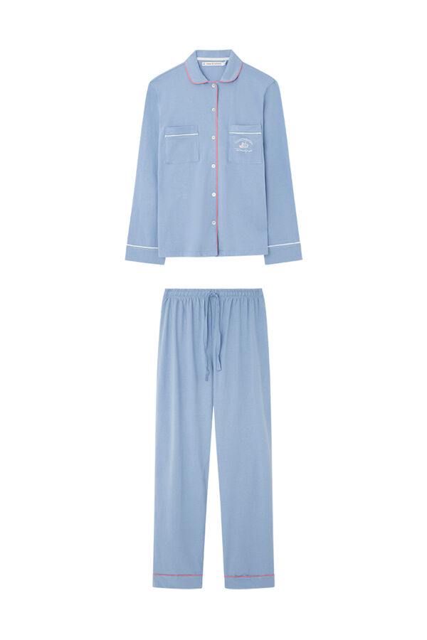 Womensecret Pijama camisera 100% algodón azul azul