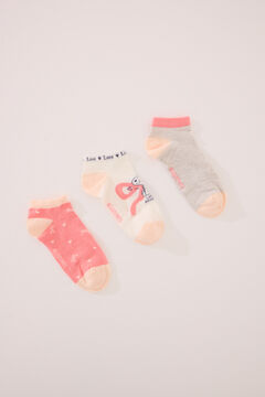 Womensecret Pack de 3 calcetines short de Snoopy estampado