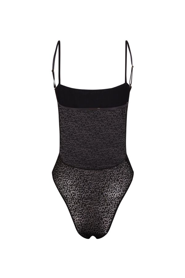 Women'secret Body de tul con estampado animal print negro negro