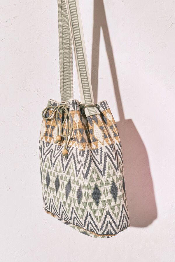Women'secret Bolsa saco estampado jacquard kaki