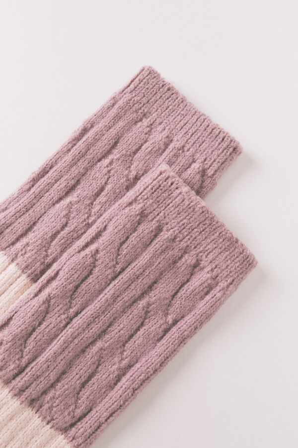 Women'secret Calcetines largos de textura mixta de color rosa rosa