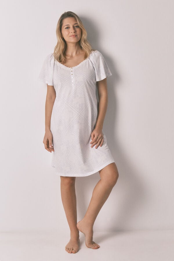 Women'secret Camis&oacute;n maternity con olanes de algod&oacute;n azul estampado