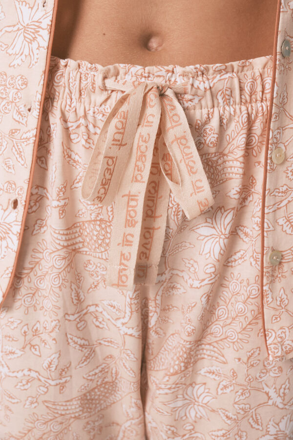 Women'secret Pijama camisera 100% algodón con flores naranjas naranja