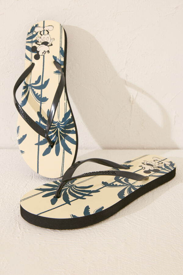 Womensecret Chanclas con estampado de Mickey Mouse blanco