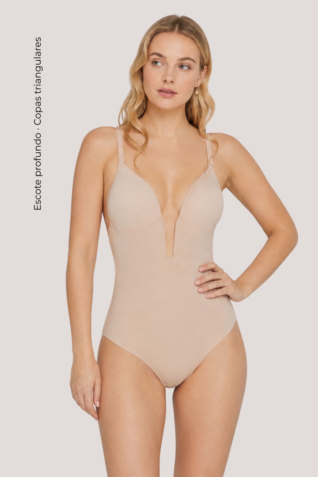 Ivette Bridal Body sin espalda con escote pronunciado nude