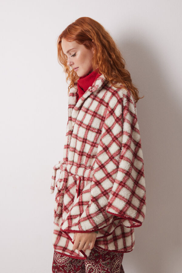 Womensecret Capa pelo suave estampado cuadros estampado