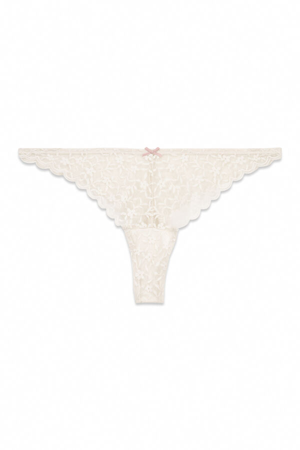Women'secret Panty brasileño de encaje gris gris