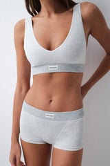 Women'secret Panty boxer sin costuras acanalado gris gris