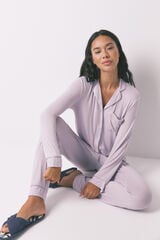 Womensecret Pijama camisera largo de viscosa color lila rosa