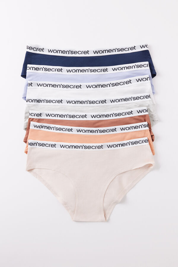 Womensecret Pack 7 panties anchos logo blanco