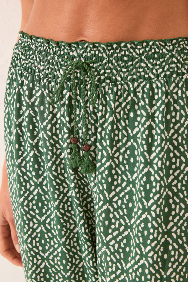 Womensecret Pantalón largo de viscosa con estampado geométrico estampado