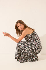 Womensecret Vestido de tirantes largos con estampado floral negro