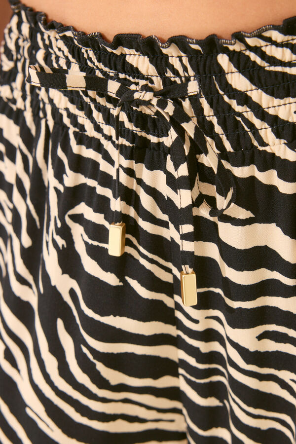 Womensecret Pantalón largo con estampado animal  negro