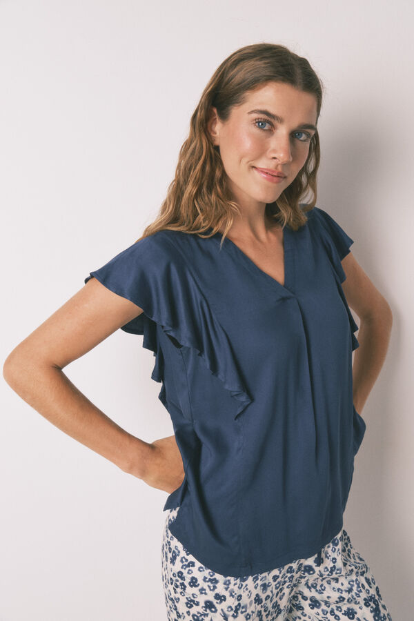 Womensecret Pijama Capri de viscosa con estampado floral azul  estampado