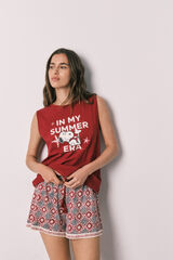 Women'secret Pijama corta sin mangas de algod&oacute;n Snoopy rojo