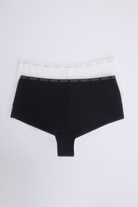 Womensecret Pack 2 bragas bóxer negro, blanco blanco