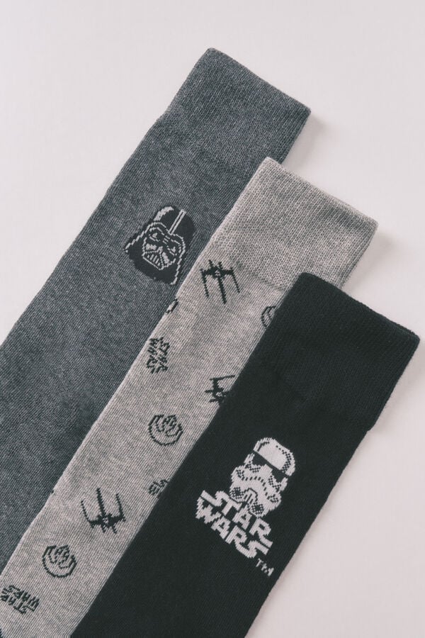 Women'secret Pack de 3 calcetines largos de algodón de Star Wars gris