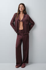 Women'secret Pijama larga camisera satinada granate p&uacute;rpura
