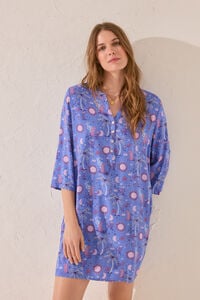 Womensecret Playera de dormir de viscosa con estampado azul estampado