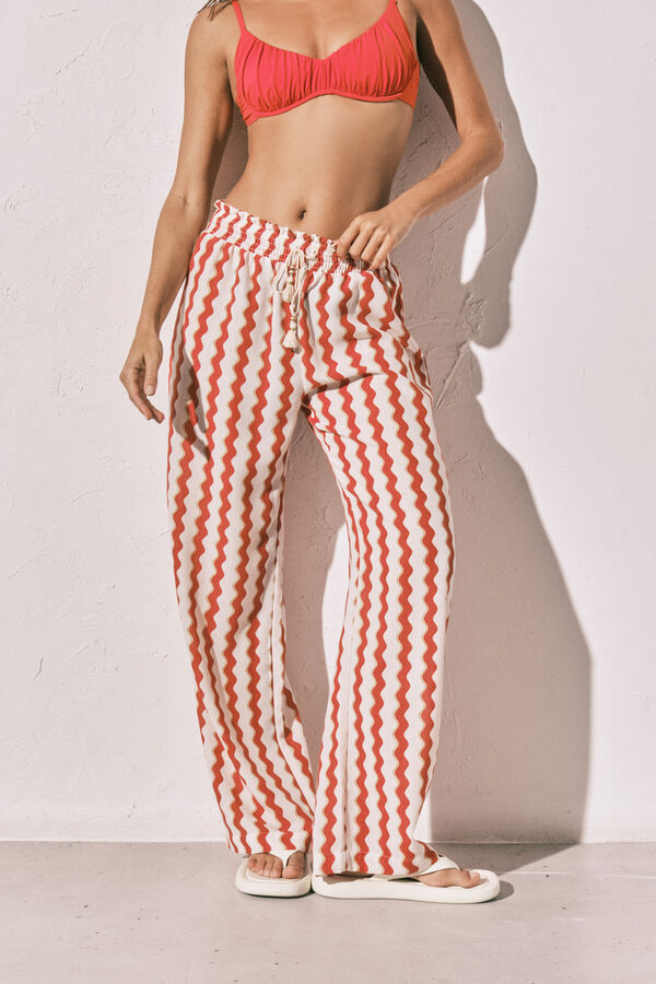 Women'secret Pantal&oacute;n largo estampado de textura estampado