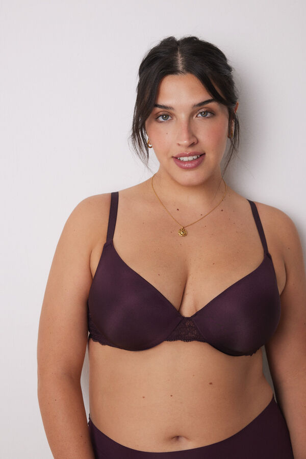 Womensecret Brasier GORGEOUS push up microfibra granate púrpura