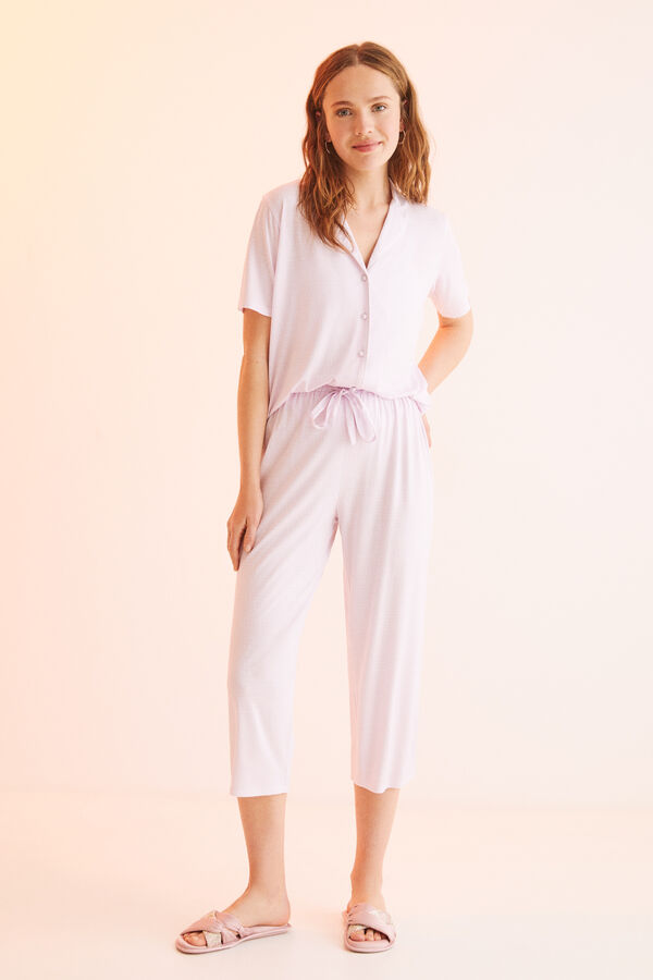 Womensecret Pijama camisera capri morado morado/lila