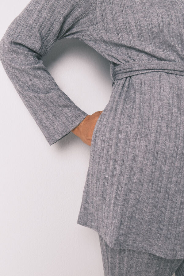 Women'secret Bata midi de tejido gris gris