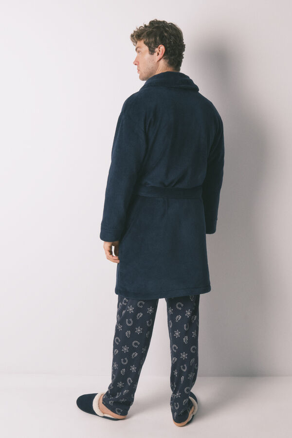 Women'secret Bata midi de forro polar azul para hombre  azul