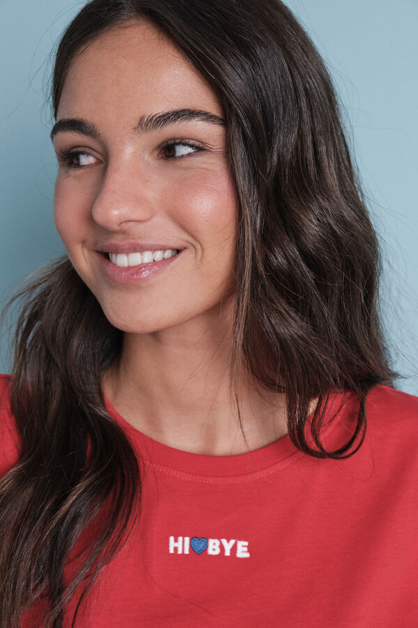 HI&BYE Pijama larga 100% algodón pijama rayas rojas  rojo