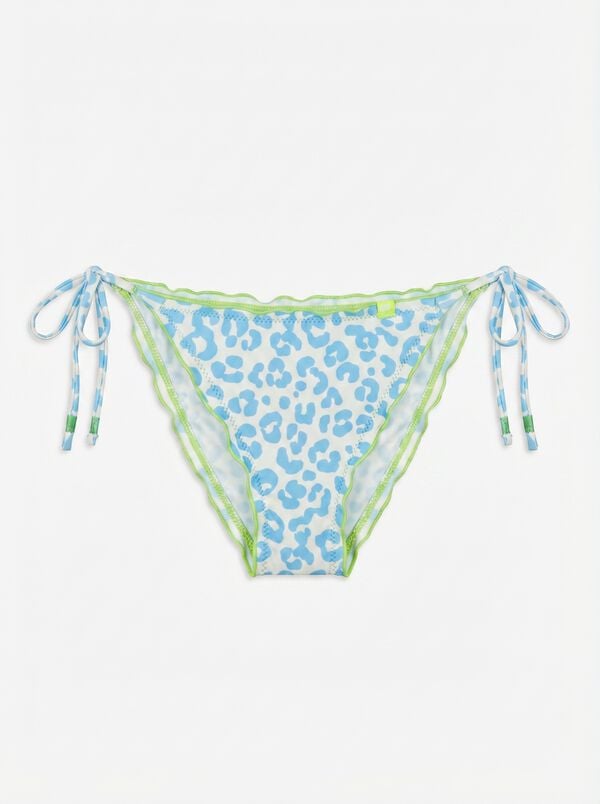 HI&BYE Panty de bikini brasile&ntilde;o de tiras con estampado animal azul estampado