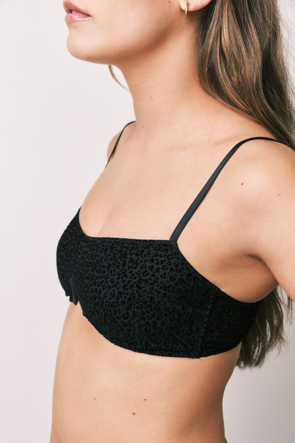 Women'secret Brasier top horizontal animal print negro