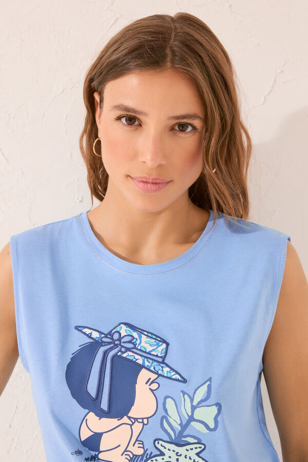 Womensecret Pijama capri de algodón azul azul