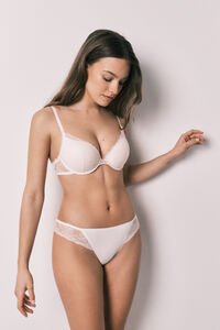 Women'secret Panty cl&aacute;sica de microfibra y encaje rosa