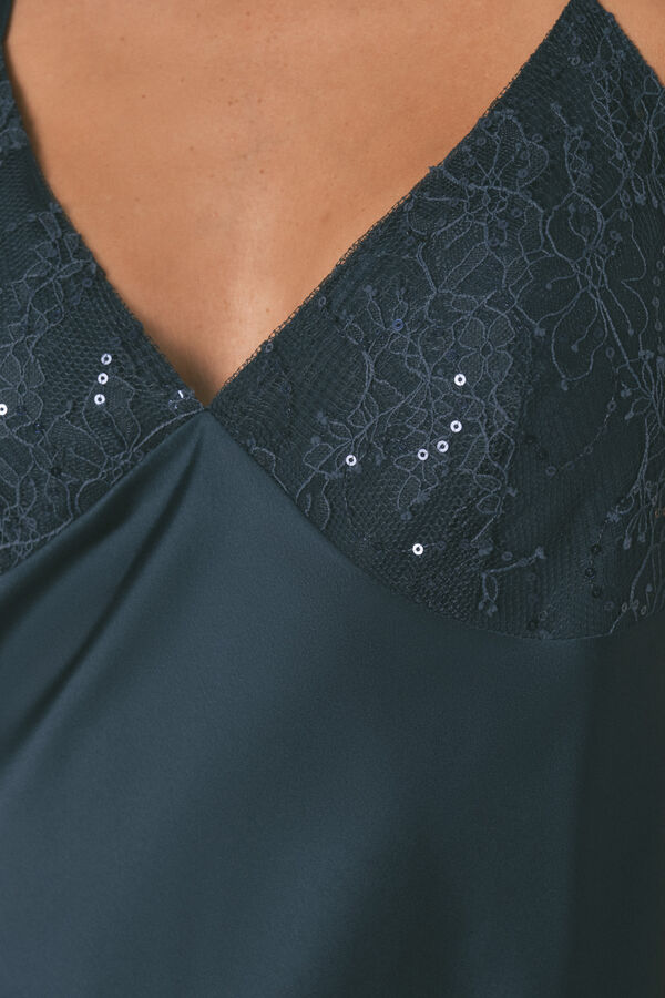 Women'secret Camisón midi de satén azul azul