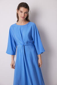Womensecret Vestido caftán satén plisado azul estampado