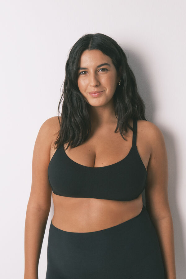 Women'secret Top brasier de algodón negro negro