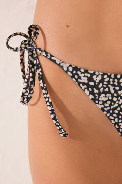 Womensecret Panty bikini reversible tiras print negro negro