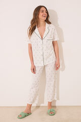 Womensecret Pijama camisera de algodón estampado blanco