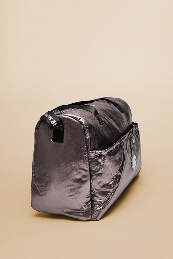 Womensecret Bolsa bowling metalizado Snoopy gris