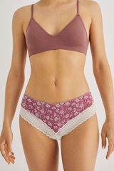 Womensecret Panty brasileño ancho encaje flores rosa rosa
