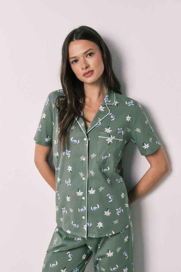 Women'secret Pijama camisera capri verde kaki
